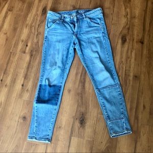 Uniqlo Asymmetric Patchwork Jeans.